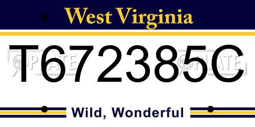 T672385C West Virginia License Plate