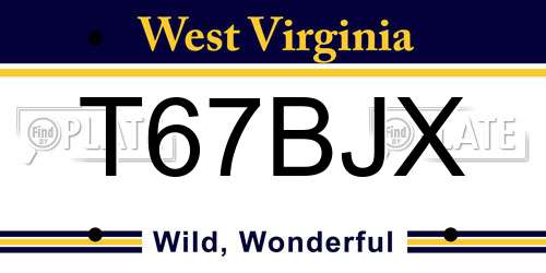 T67BJX West Virginia License Plate