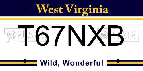 T67NXB West Virginia License Plate