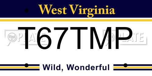 T67TMP West Virginia License Plate