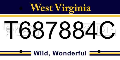 T687884C West Virginia License Plate