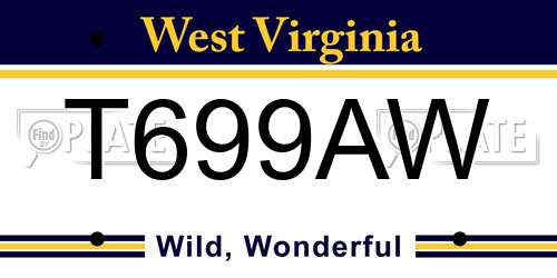 T699AW West Virginia License Plate