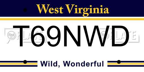 T69NWD West Virginia License Plate