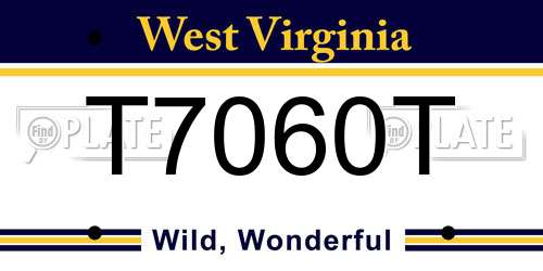 T7060T West Virginia License Plate