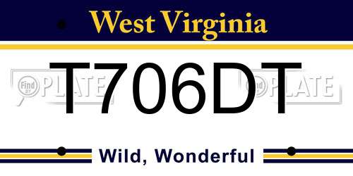 T706DT West Virginia License Plate