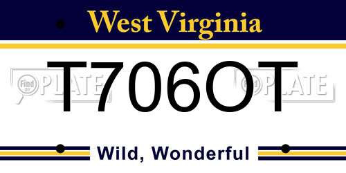 T706OT West Virginia License Plate
