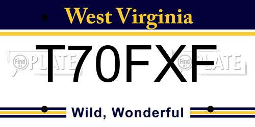 T70FXF West Virginia License Plate