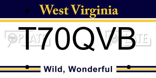 T70QVB West Virginia License Plate