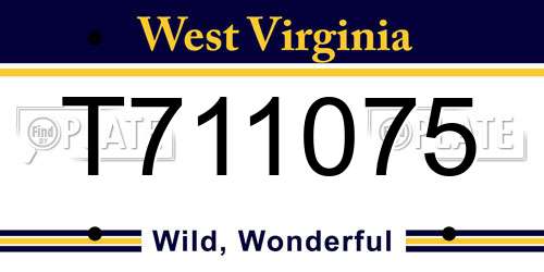 T711075 West Virginia License Plate