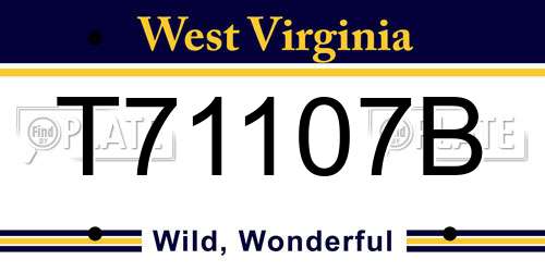 T71107B West Virginia License Plate