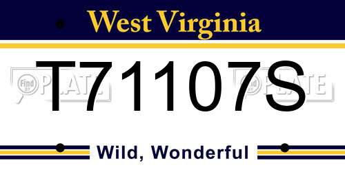 T71107S West Virginia License Plate