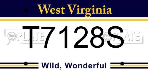 T7128S West Virginia License Plate