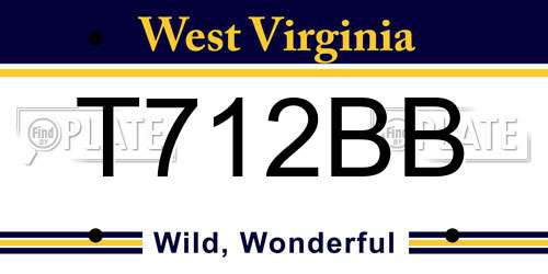 T712BB West Virginia License Plate