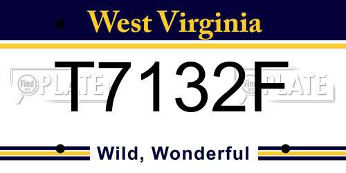 T7132F West Virginia License Plate