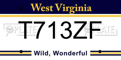 T713ZF West Virginia License Plate