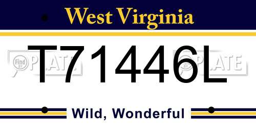 T71446L West Virginia License Plate