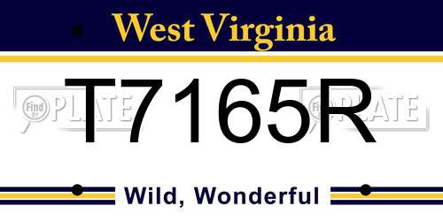 T7165R West Virginia License Plate