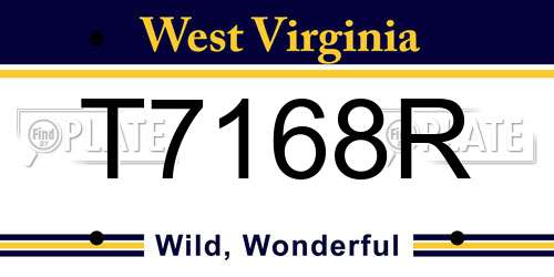 T7168R West Virginia License Plate