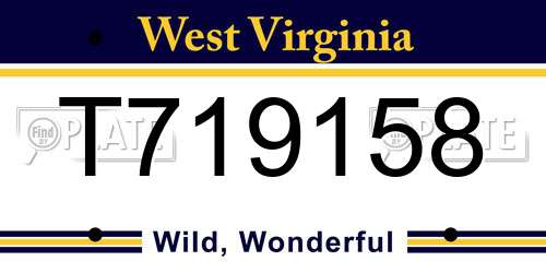 T719158 West Virginia License Plate