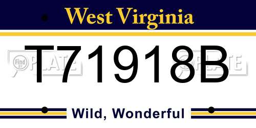 T71918B West Virginia License Plate