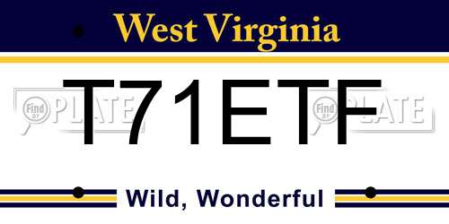 T71ETF West Virginia License Plate