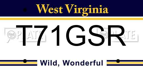 T71GSR West Virginia License Plate