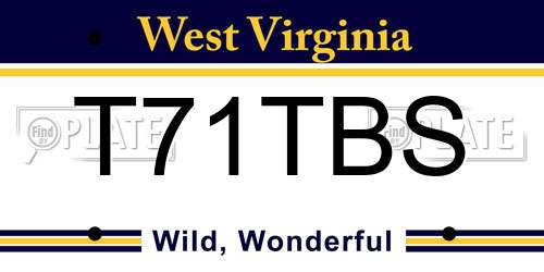 T71TBS West Virginia License Plate
