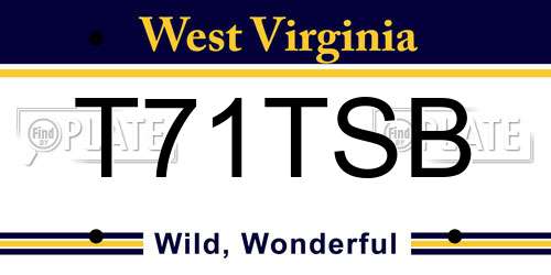 T71TSB West Virginia License Plate