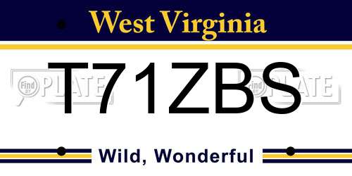 T71ZBS West Virginia License Plate