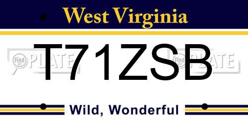 T71ZSB West Virginia License Plate