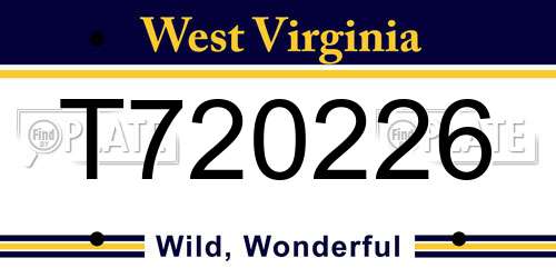 T720226 West Virginia License Plate