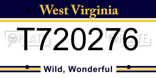 T720276 West Virginia License Plate