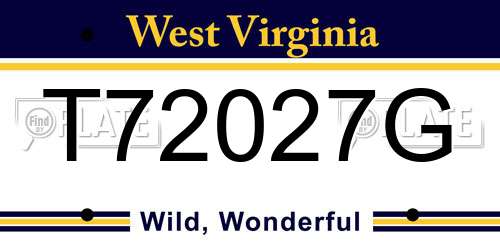 T72027G West Virginia License Plate