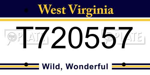 T720557 West Virginia License Plate