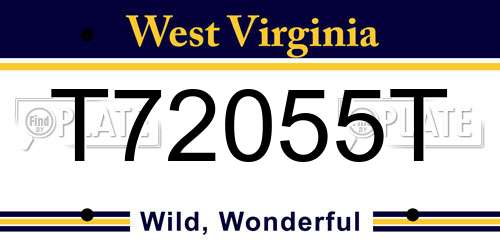 T72055T West Virginia License Plate