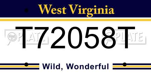 T72058T West Virginia License Plate