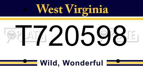 T720598 West Virginia License Plate