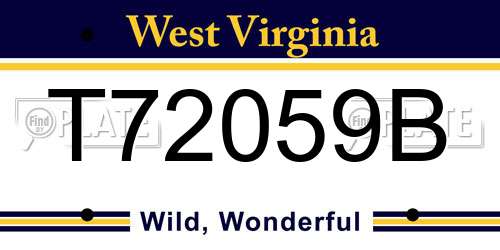T72059B West Virginia License Plate