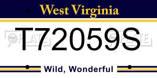 T72059S West Virginia License Plate