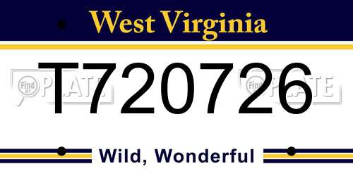 T720726 West Virginia License Plate