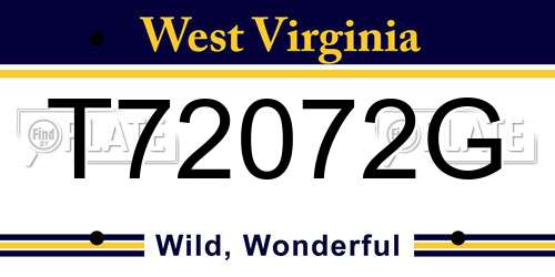 T72072G West Virginia License Plate