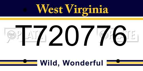 T720776 West Virginia License Plate