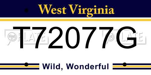 T72077G West Virginia License Plate