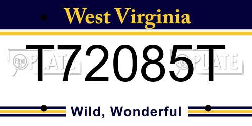 T72085T West Virginia License Plate