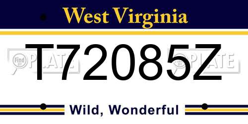 T72085Z West Virginia License Plate