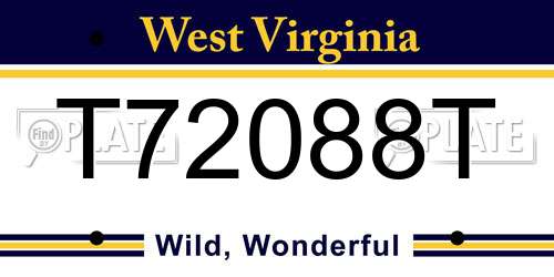 T72088T West Virginia License Plate