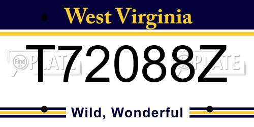 T72088Z West Virginia License Plate