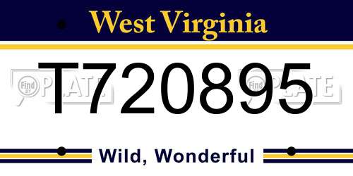 T720895 West Virginia License Plate