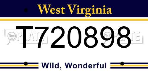 T720898 West Virginia License Plate
