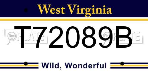 T72089B West Virginia License Plate